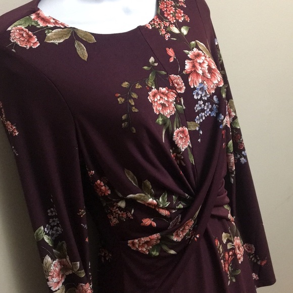 Forever 21 Plum Red Floral Knit Dress - Picture 2 of 5